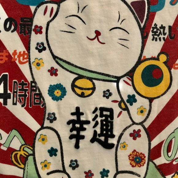 LUCKY BRAND SWEATSHIRT HOODIE* LUCKY CAT*SHIBUYA*JAPAN*EMBROIDER*ASIAN CHARACTER - Picture 3 of 9